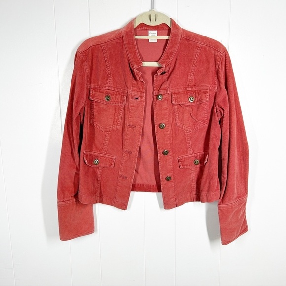 Garnet Hill Pink Corduroy Button Front Long Sleeve Blazer Medium - Picture 1 of 7